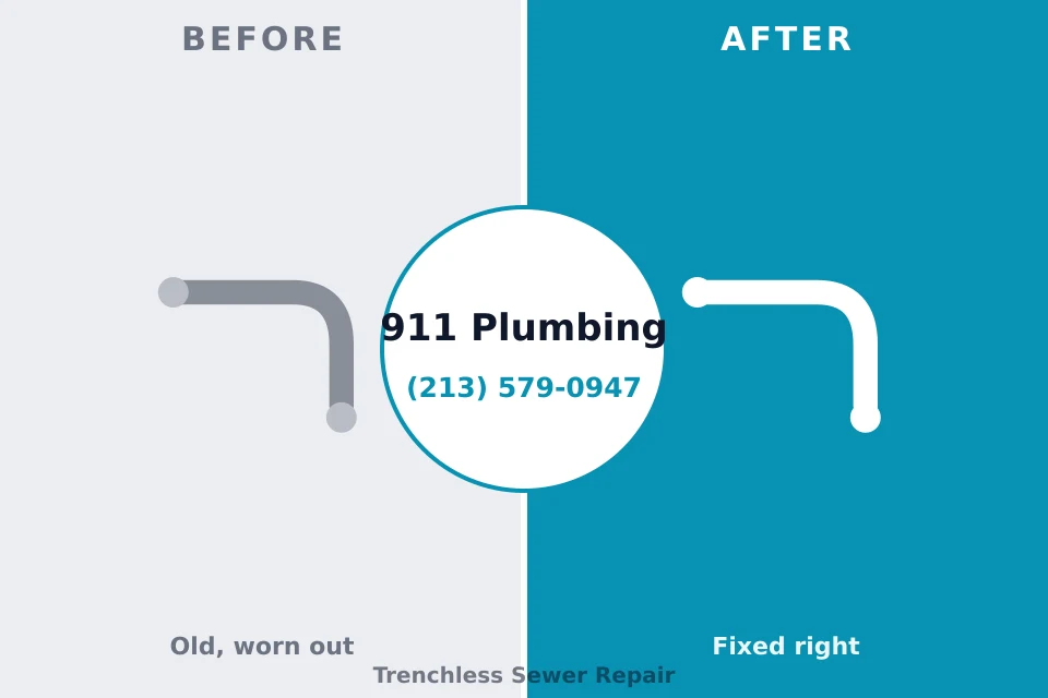 Before and after: plumbing repair Westlake Village, CA
